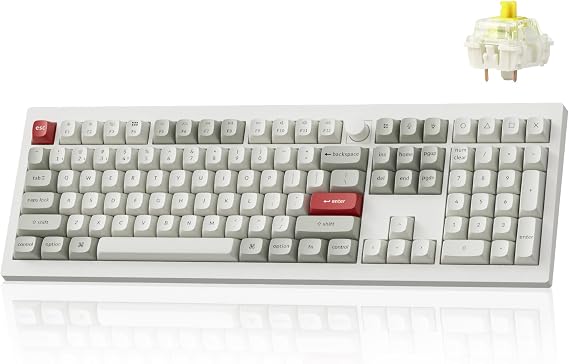 Keychron V6 Max Wireless 2.4 GHz Bluetooth 5.1 Custom Mechanical Keyboard | QMK Launcher, Full-Size Layout with Hot-swappable Gateron Banana Switch, RGB Backlit for Mac Windows Linux - Retro