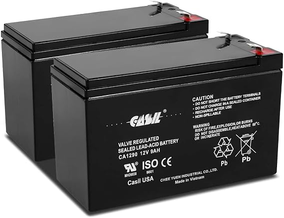 Casil 12v 9ah Rechargeable Sealed Lead Acid SLA AGM Battery F2 2 Pack Replace for Razor e200 e200s e225 e300