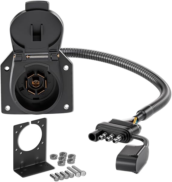 Goupchn 4-Pin to 7-Way Round Blade Trailer Adapter