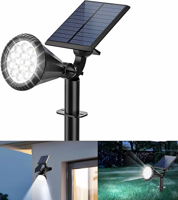 Forlife BEYAZ 18 LED Spot Güneş Enerjili Bahçe Aydınlatma Lambası, Fotoselli, Spike Aplik, 18W Su Geçirmez Dış Mekan Solar Lamba, Ağaç, Veranda, Garaj, Havuz, Duvar Ve Zemin Montajına Uygundur 42 CM [Enerji Sınıfı A]