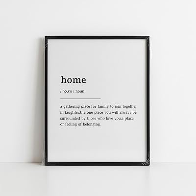 Home Definition Wall Art Print - Unframed 8x10 Inch Inspirational Family Quotes, Farmhouse Decor for Living Room, Entryway & Gifts, Hand-Drawn Design with Heartwarming Messages