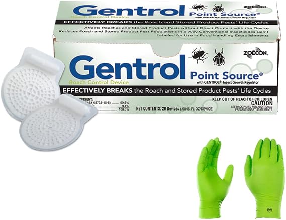 Gentrol Point Source IGR Discs ZOE1007 (20 Pack) German Cockroach Growth Regulator - with USA Supply Gloves & Pest Identification Card - Product is Non-perishable
