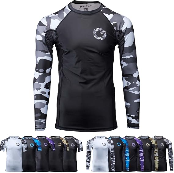 Gold BJJ Jiu Jitsu Rashguard - Camo Rash Guard Compression Shirt for No-Gi, Gi, MMA (Long Sleeve & Short Sleeve Available)