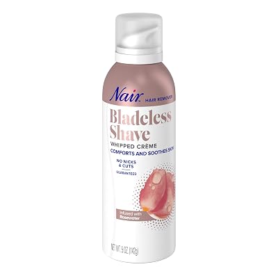 Nair Hair Remover Bladeless Shave Whipped Creme Infused with Rosewater, 5oz