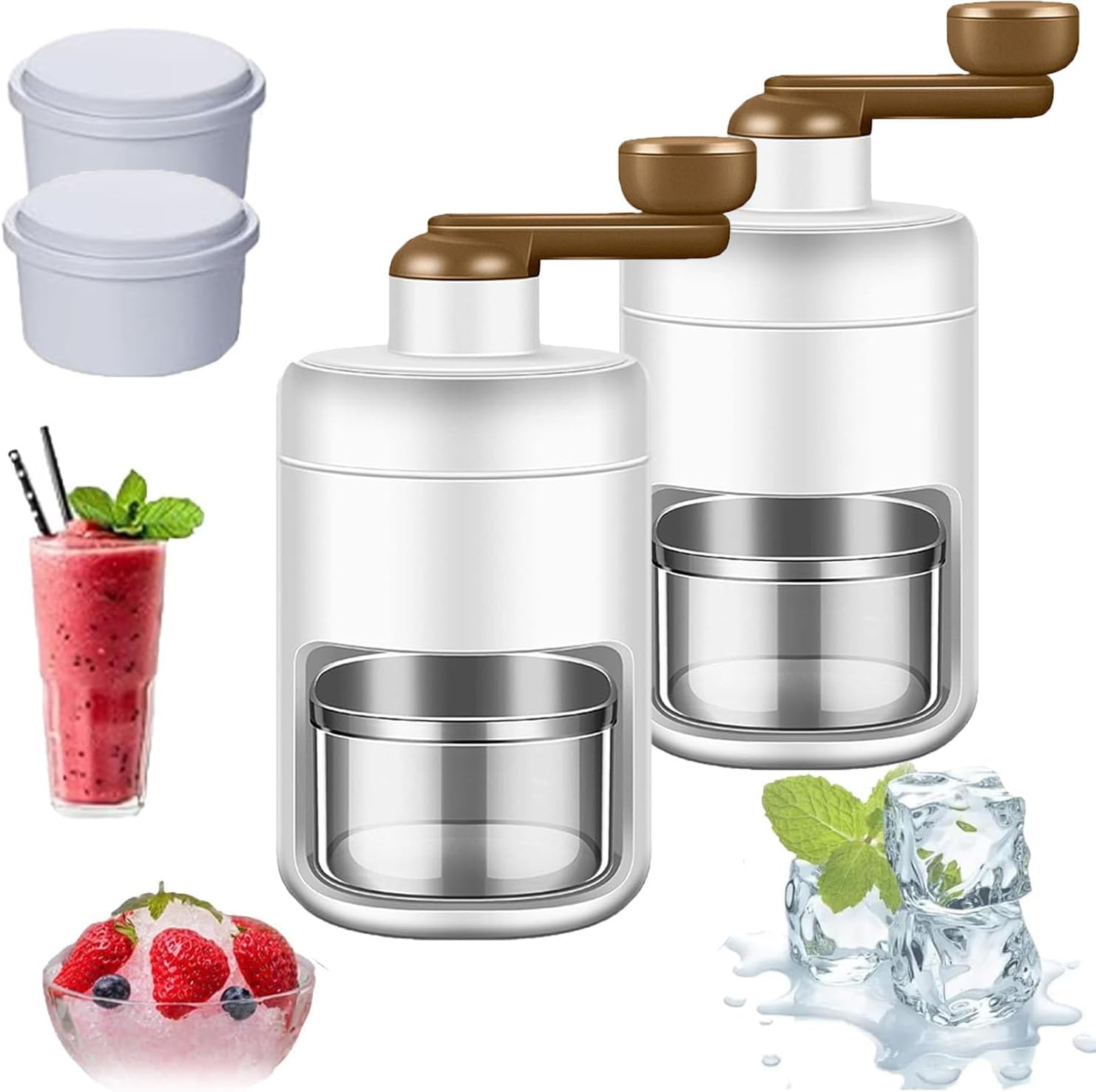 2025 Arrival Household Mini Ice Shaver Crusher, Frostcrush Manual Ice Shaver Machine, Snow Cone Machine Compact Countertop, Manual Shaved Ice, Cordless, Ice Crushers for Home Use 2