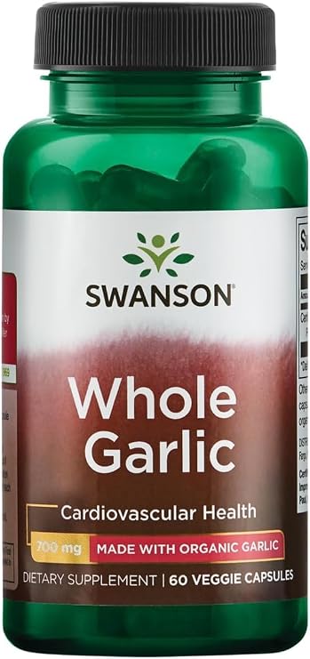 Swanson Organic Whole Garlic 700 mg, 60 Veg Capsules