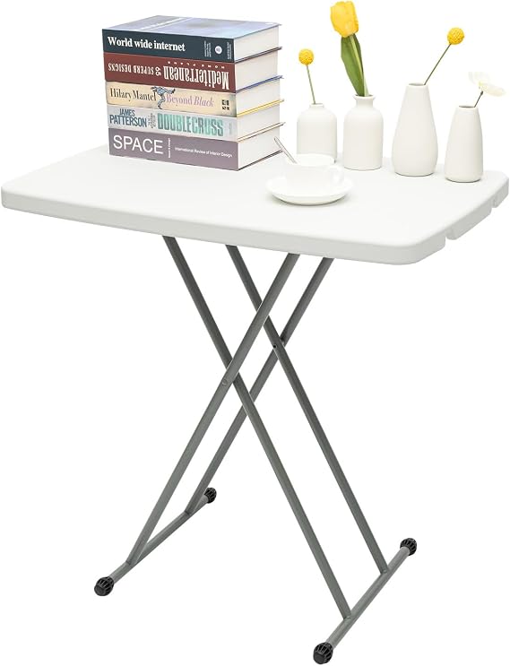 Adjustable Folding Table, Portable Snack TV Dinner Table Laptop Tray Adjustable Height Folding Table Desk Sofa Bed Side Folding Desk for Camping, Picnics, Barbecues, Trips