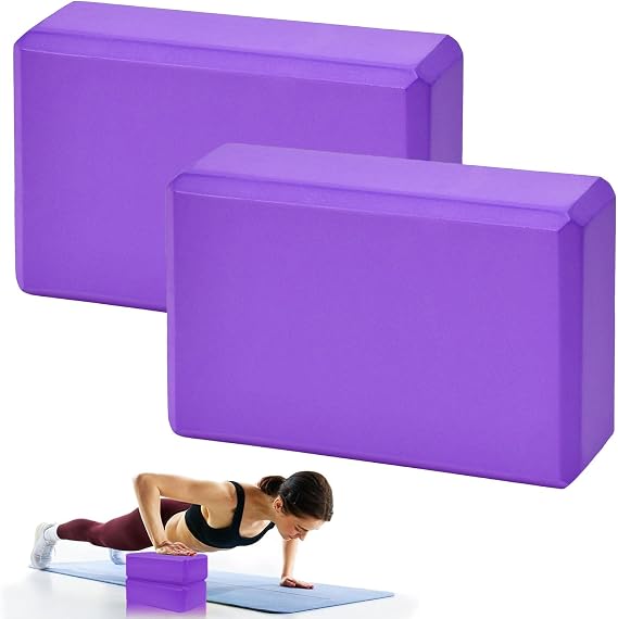 Yoga Blocks Set of 2, Gym Bricks, Non-Slip Lightweight Yoga Block, High-Density EVA Foam Yoga Blocks for Yoga Pilates Training and Home Exercise
