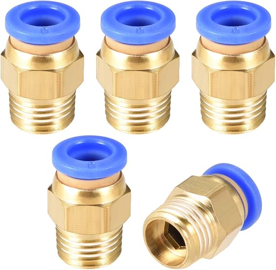 sourcing map Straight Pneumatic Push to Quick Connect Fittings 1/4" G Male x 8mm Tube OD 5pcs