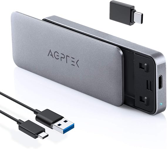 M.2 NVME SSD Enclosure, AGPTEK USB 3.1 Gen 2 to NVME PCI-E M-Key/B+M Key Tool-Free M.2 Enclosure Support UASP for NVME SSD Size 2230/2242/2260/2280