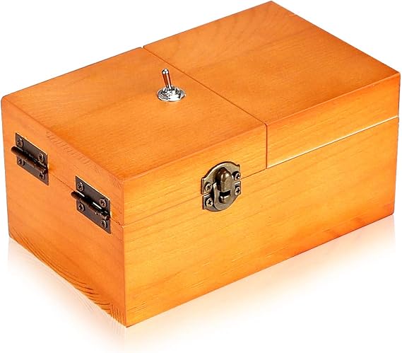 Calary Useless Box Turns Itself Off In Wooden Storage Box Alone Machine Fully Assembled in Box Gifts for Adults and Children