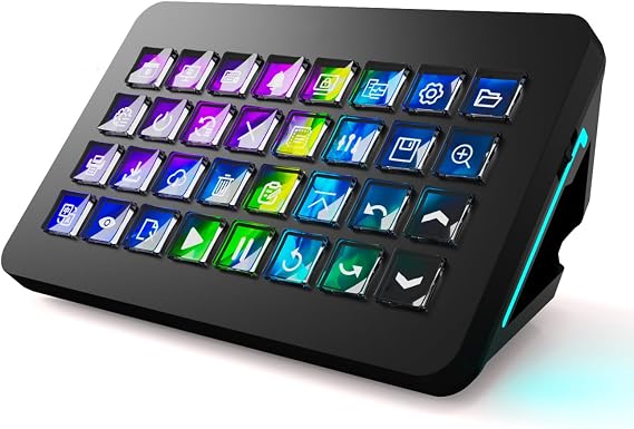 TreasLin/VSDinside XL Streaming Deck & Macro Keypad – 32 Customizable Keys with Scroll Wheels + RGB Light, Programmable Shortcut Keyboard for Gamers Creators Work on OBS Twitch Zoom Teams PS Excel