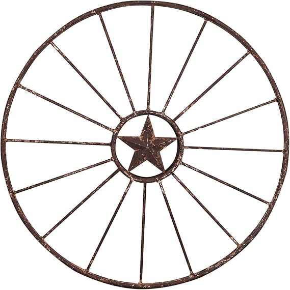 Creative Co-Op Wagon Wheel with Star Wall Decor