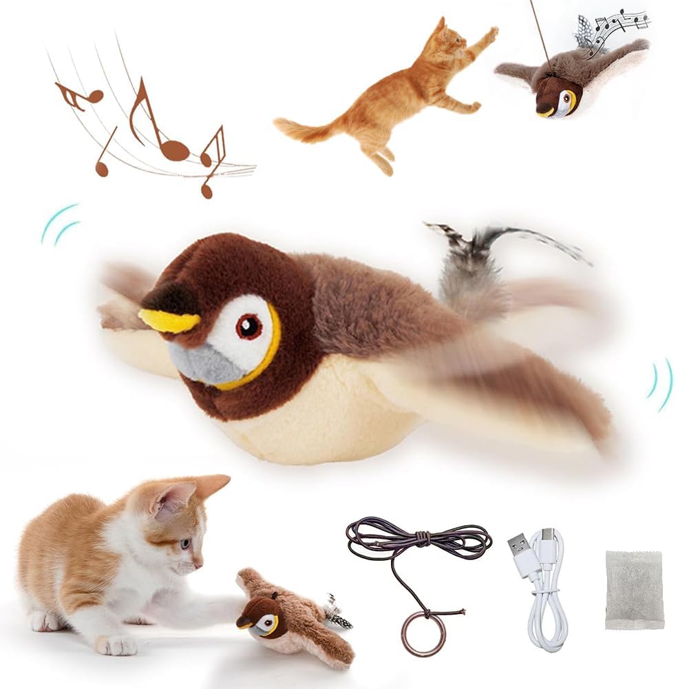 Cat Toy Bird Flying Electric Interactive Cat Toy Bird with Catnip Cat Toy Self-Employment Bird Flying Bird Toy for Cats Flying Bird Cat Toy