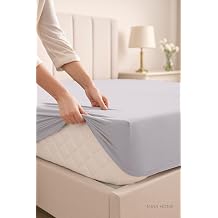 Çift Kişilik Düz Penye%100 Pamuklu Lastikli Çarşaf 200X200 Cm Battal Boy (Açık Gri)