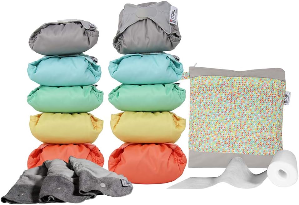 Close Parent - Premium Bamboo Nappy Set in Pastels - Comprehensive Bundle with Boosters, Biodegradable Liners, and Tote Bag - Newborn to Toddler Fit