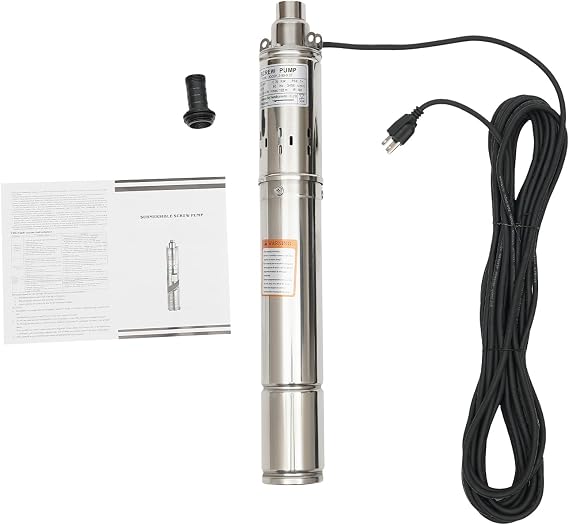 3" Deep Well Submersible Pump, Stainless Steel Water Pump with 49.21FT Electric Cord for Industrial, Irrigation & Home Use, IP68 Waterproof Grade (0.75KW,1.0HP,2.5m3/h)