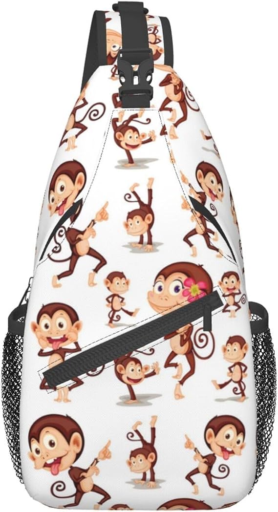 Monkey 03 Monkey Shoulder Bag Cute Sling Backpack Daypack Casual Cute Animal Hiking Bag Monkey Backpack Bag Outdoor