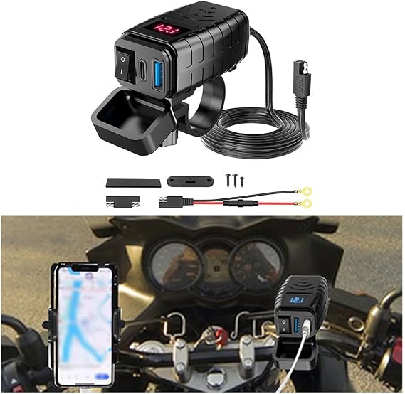 Motorcycle USB Charger for Yamaha CUXI 20062010 2011 2012 2013 2014 2015 2016 2017 2018 2019 2020 Motorcycle USB-C Charger Waterproof Autocycle USB Ports Adapter Kit