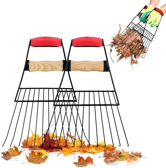 Colwelt Steel Leaf Scoops and Claws, Rugged Leaf Scoop for Lawn and Garden Cleanup, Large Sized Leaf Grabber for Larger Pickup Capabilities(Steel, not Plastic)