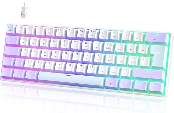 UrChoiceLtd MK21 Gaming Keyboard, 60% Percent Wired Mechanical Keyboard, 61 Keys Compact UK Layout, Hot Swappable, RGB Backlit, Anti-ghosting, Red Switch, for PC, MAC, Gamer, Office, Typist - Purple