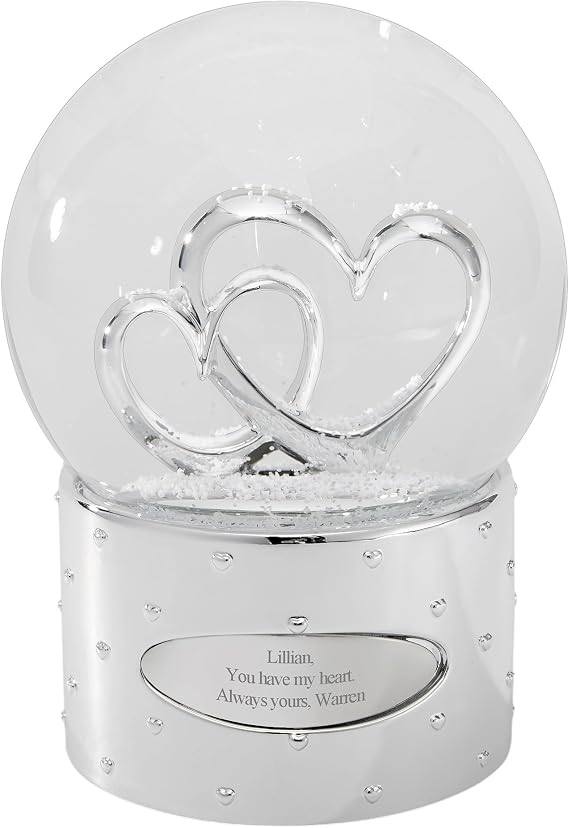 THINGS REMEMBERED Engraved Two Hearts As One Snow Globe (Free Customization)