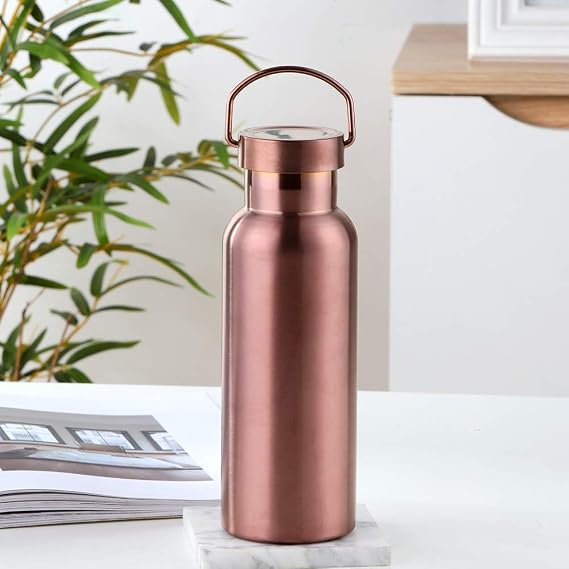 17 oz Stainless Steel Water Bottles Double Wall Vacuum Insulated Metal Water Bottle Shatterproof Leak Proof Sport Water Bottles for Boys, Girls and Women-Rose Gold