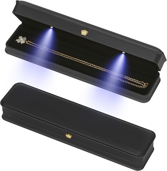 KUKUVR Necklace Gift Box with LED Light (Black)