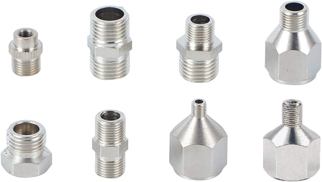 ROSEMARY 8 Pieces Airbrush Flexible Adapter Fitting Connector Set for Compressor and Airbrush Hose
