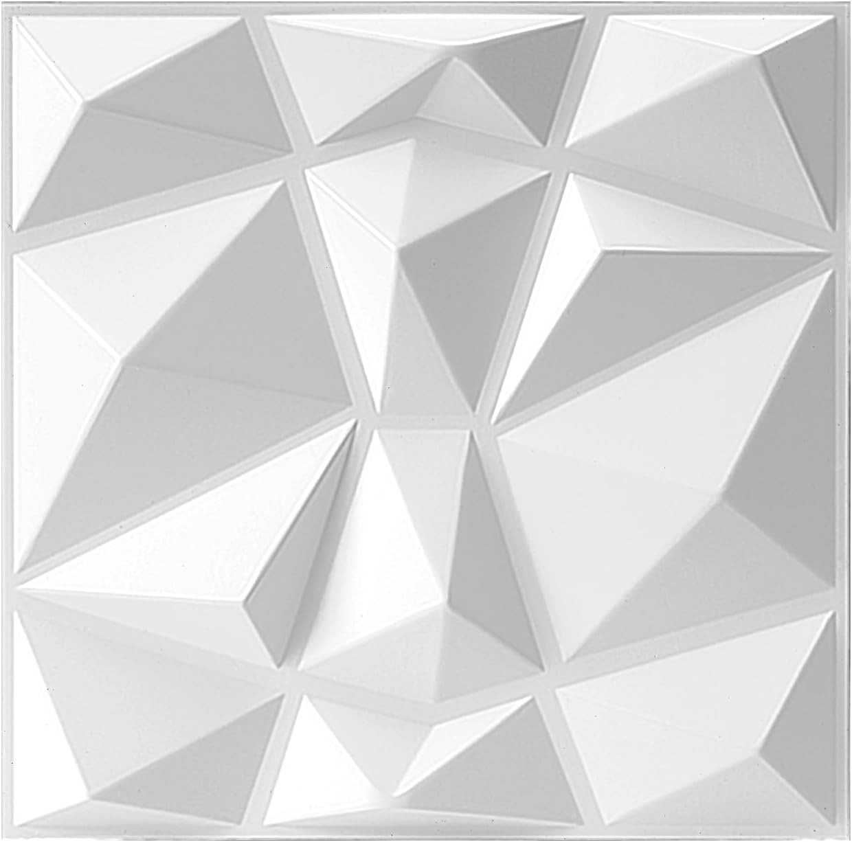 Trafagala Decorative 3D Wall Panels in Diamond Design, 11.8"x11.8" Matt White for Home and Office Decor 10 Pack