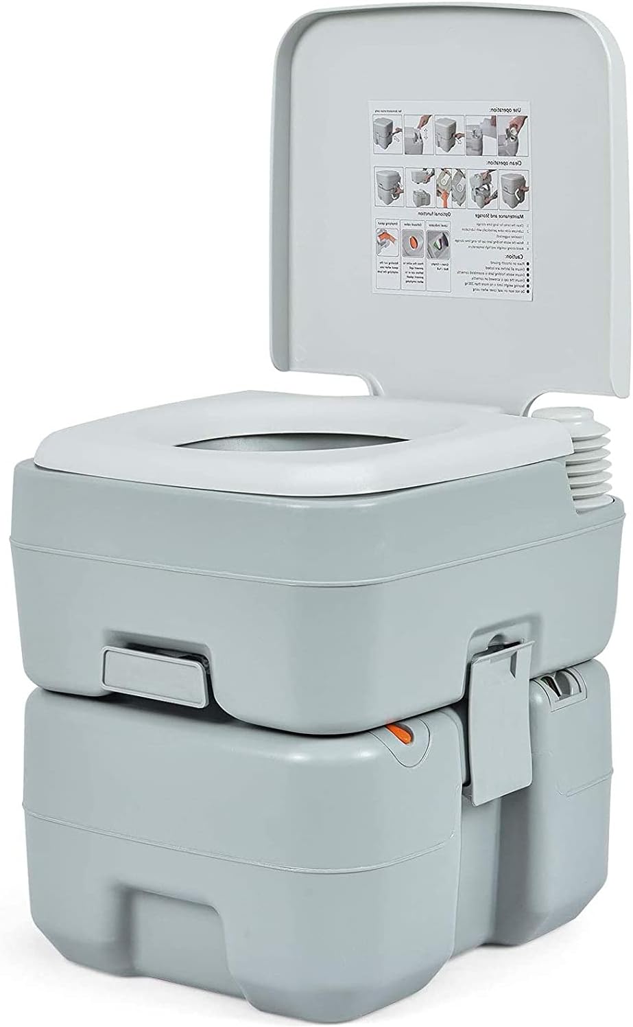 MAT EXPERT Portable Toilet 5.3 Gallon with Powerful Water Pump, Splash-Free Dumping Compact Commode for Travel, Boating, Camping Detachable Waste and Fresh Tank Split RV Toilet With Level Indicator