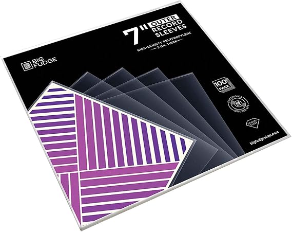 BIG FUDGE 7" Vinyl Record Sleeves - Outer Sleeves 100 Pack