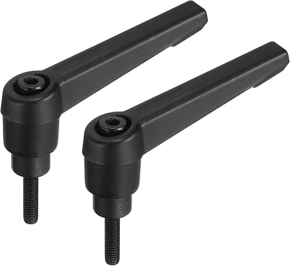 uxcell 2pcs Adjustable Clamping Lever Handle M4 x 16mm Metric Black Oxide Carbon Steel Male Threaded Stud Hand Knobs Rotating Screw Handles Bolts with Locking Lever Black