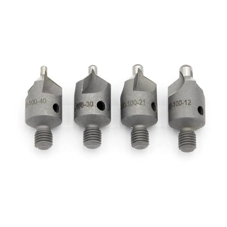 4 Piece 100 Degree Countersink Bit Set, #12, #21, #30, #40