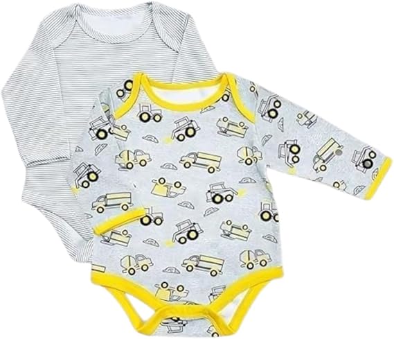 Baby Bright Baby Boy Clothes 2-Pack Long Sleeve Bodysuits 3-6 Months