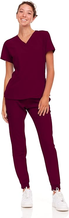 Natural Uniforms Womens Cool Stretch Jogger Scrub Set with Regular and Petite Sizes