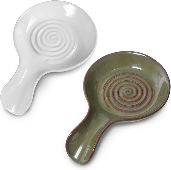 Spoon Rest for Kitchen, Ceramic Spoon Holder for Stove Top, Cooking Spoon Holder,Heat Resistant Utensil Rest for Countertop, Dishwasher Safe,2 pack
