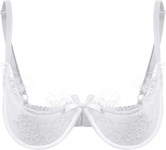 Women's Sexy 1/4 Cup Shelf Bra Underwired Padded Bra Top Lingerie Lace Trim Bralette
