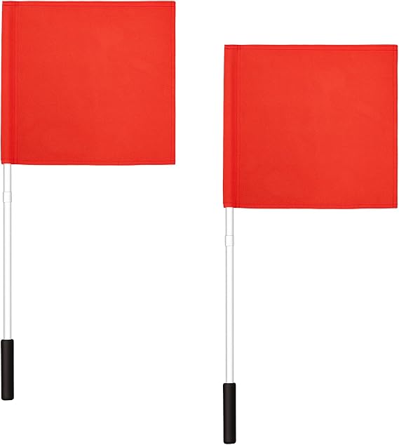 2 Pcs Red Boat Flag with Pole, 30 Inch, 12.6 x 12.6"