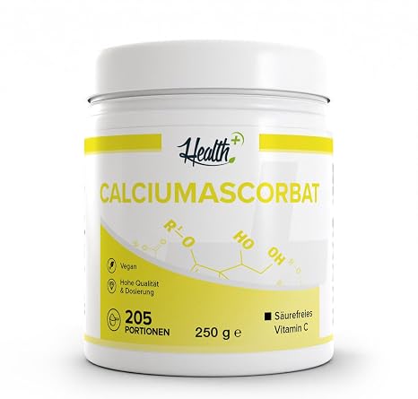 Health and Calciumascorbat Acid-Free Vitamin C Improved Absorption Super Compatibility in High Levels Powder 250 g Made in Germany