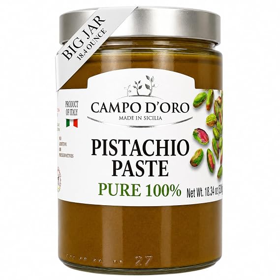 CAMPO D'ORO - Pure Pistachio Paste, 100% Pistachios, 18.34 oz (520g)