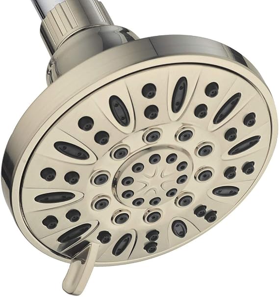 AquaDance Brushed Nickel High Pressure 6-Setting 4" Shower Head Angle Adjustable, Anti-Clog Showerhead Jets, Tool-Free Installation-USA Standard Certified-Top U.S. Brand 1.8 GPM