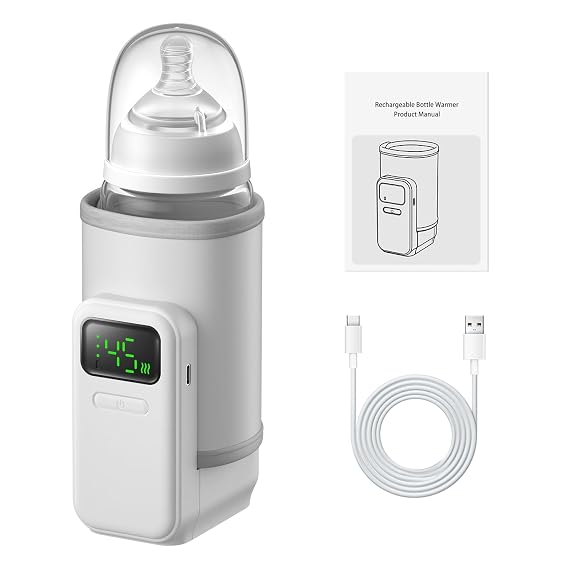 Portable Bottle Warmer, Rechargeable 5000 mAh Battery,Digital Display