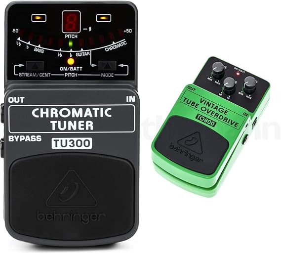 Behringer Vintage Tube Overdrive TO800 Overdrive Effect Pedal & TU300 Chromatic Tuner Stomp Box Grey