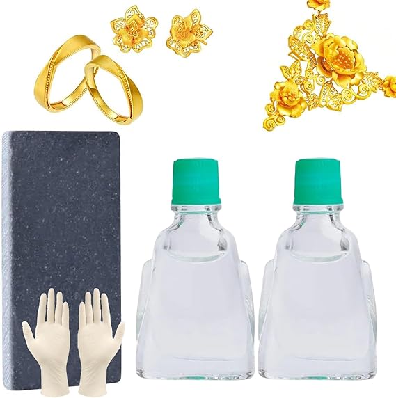 Gold Tester Gold Tester Set Acid Gold Tester Set Gold Tester Set with 2 Pieces Gold Tester Test Stone and Gloves for 24 K Precious Metals Reliable and Quick Testing