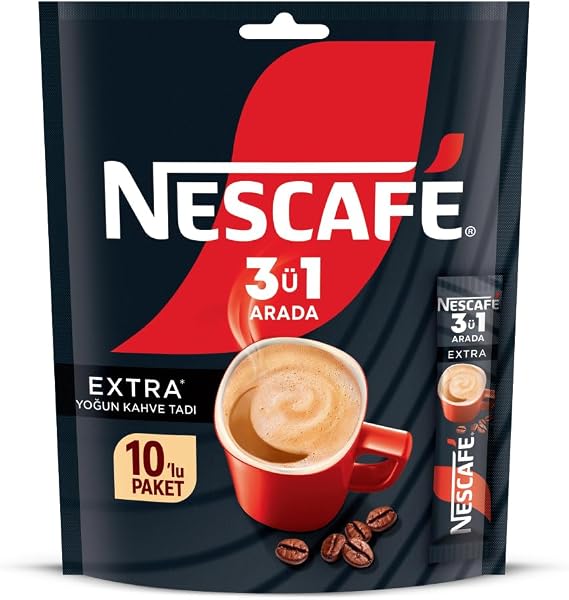 Nescafé 3'ü 1 Arada Extra Çözünebilir Kahve Karışımı 10'lu Paket (10 x 16,5 g)