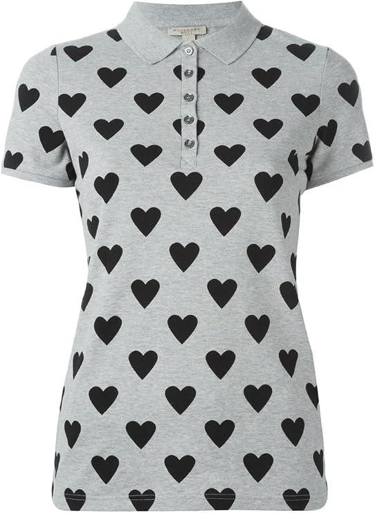 BURBERRY Brit Women's Heart Print Pique Polo Shirt in Black