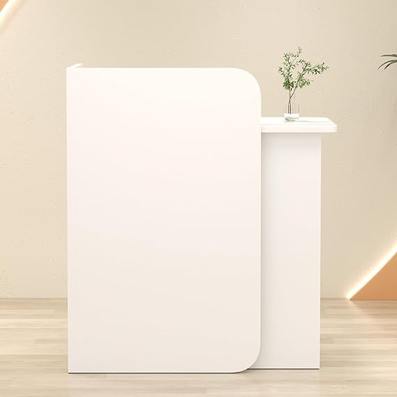 Modern Reception Desk Small Front Desk Reception Counter Table with Lockable Drawer Retail Checkout Counter for Lobby Salon Home Office Desk(White,L100x W40x H95cm)