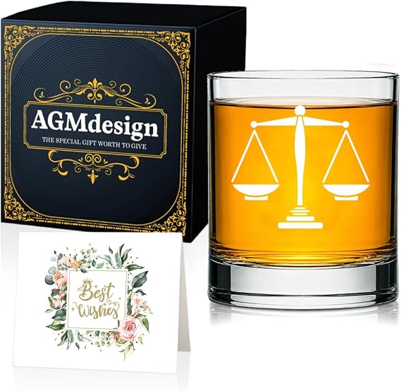 AGMdesign Lawyer Whiskey Glass, 11 oz, Good Day Bad Day Don't Even Ask, Dishwasher Safe, Birthday Gift for Paralegal, Attorney, Legal Assistant, or Law Student