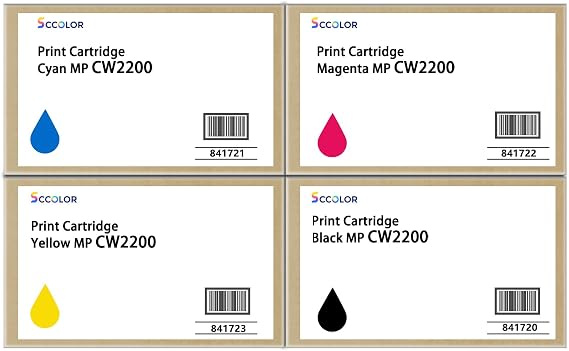 MP CW2200 Ink Cartridge Compatible for Ricoh MPCW1200 2000 2200 | 4-Pack Black Cyan Magenta Yellow Replacement for Ricoh MP CW1200 2000 2200 Lanier MP CW2200 CW2201sp Savin MP CW2200 CW2201sp